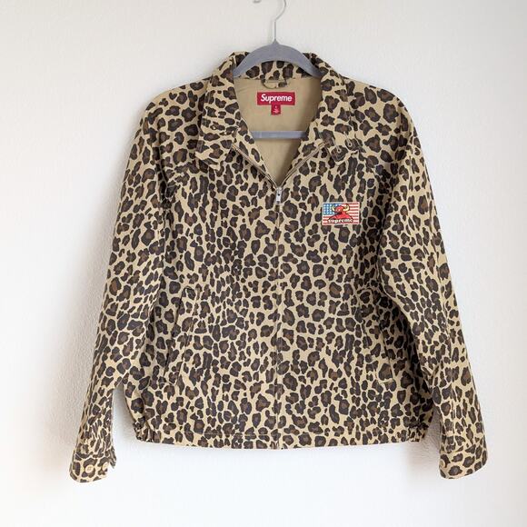 Supreme Toy Machine Harrington Animal Print Leopard Cotton Twill Jacket, size S - Picture 2 of 13